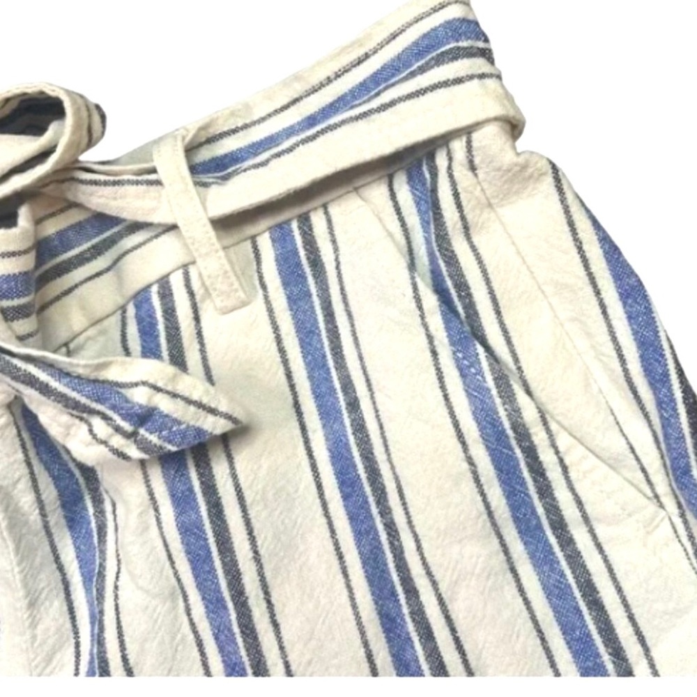 J. Crew Striped Tie Waist, Linen Cotton Blend Casual Summer Shorts